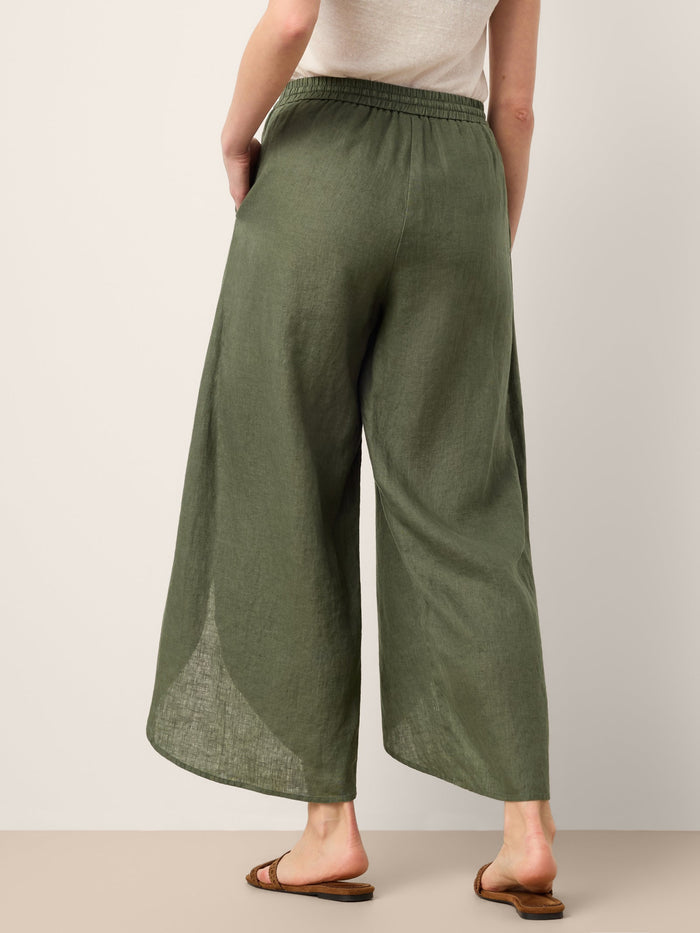 100% Linen Layered Slit Wide-Leg Drawstring Pants PEREGRINE LINTICO