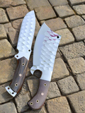 10"inches HAND FORGED J2 Steel Hunting and Cleaver knife + Leather Sheath cskforged