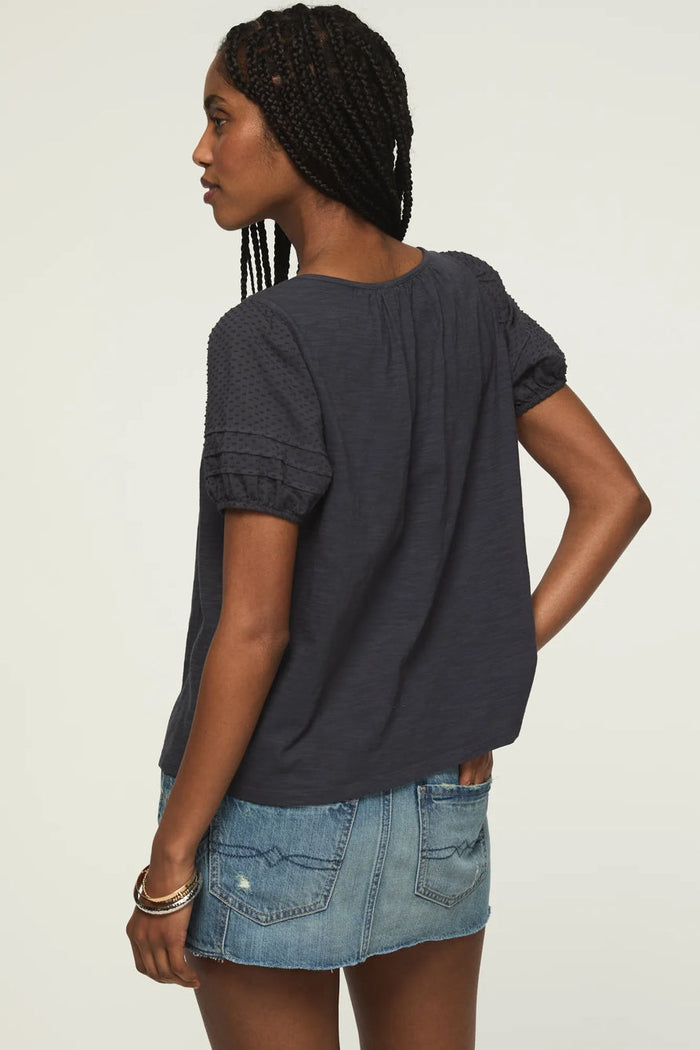 [147172-300] WOMENS LUCKY BRAND SHORT SLEEVE SQUARE NECK TOP - INDIA INK rubbersoled