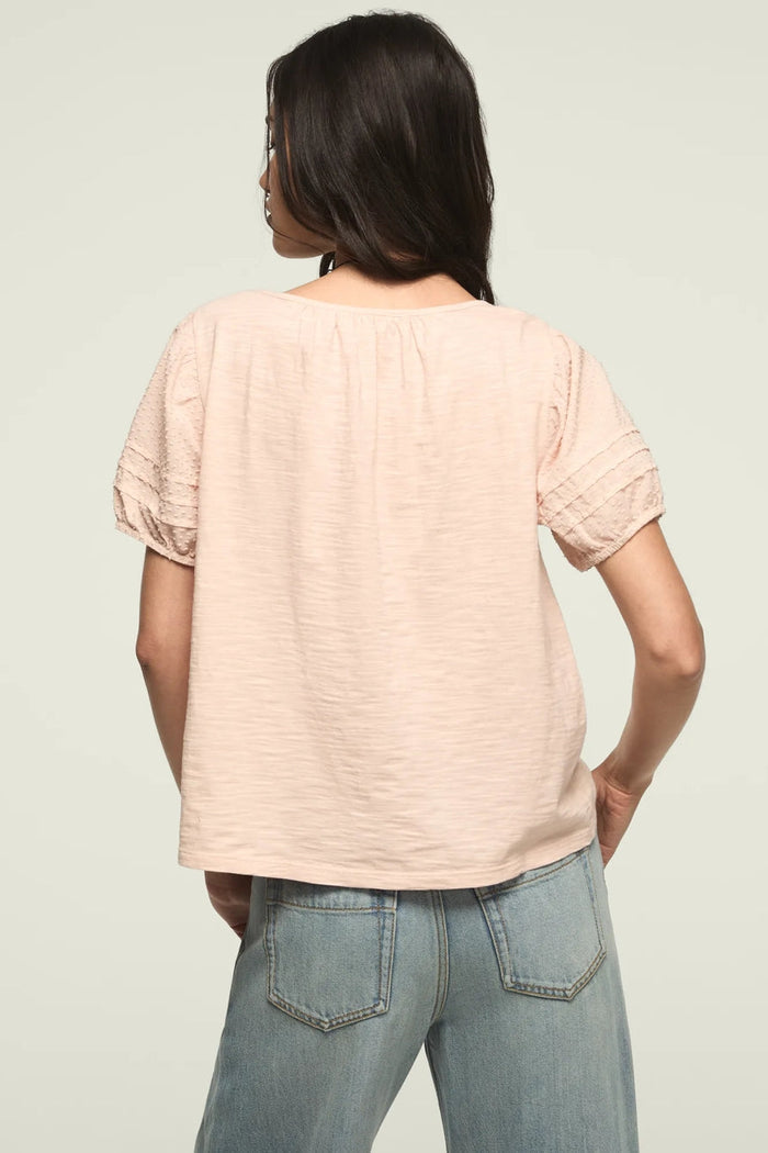 [147172-680] WOMENS LUCKY BRAND SHORT SLEEVE SQUARE NECK TOP - SEPIA ROSE rubbersoled