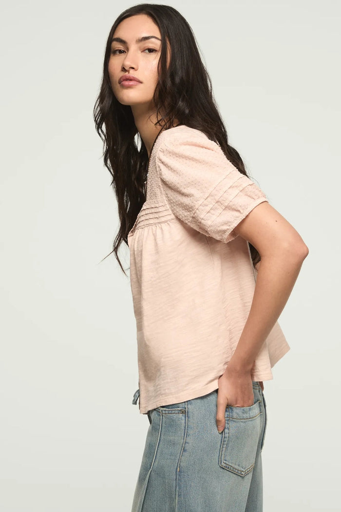 [147172-680] WOMENS LUCKY BRAND SHORT SLEEVE SQUARE NECK TOP - SEPIA ROSE rubbersoled