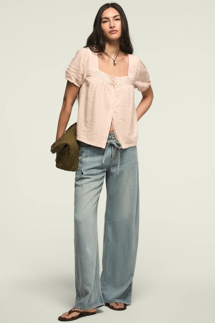 [147172-680] WOMENS LUCKY BRAND SHORT SLEEVE SQUARE NECK TOP - SEPIA ROSE rubbersoled