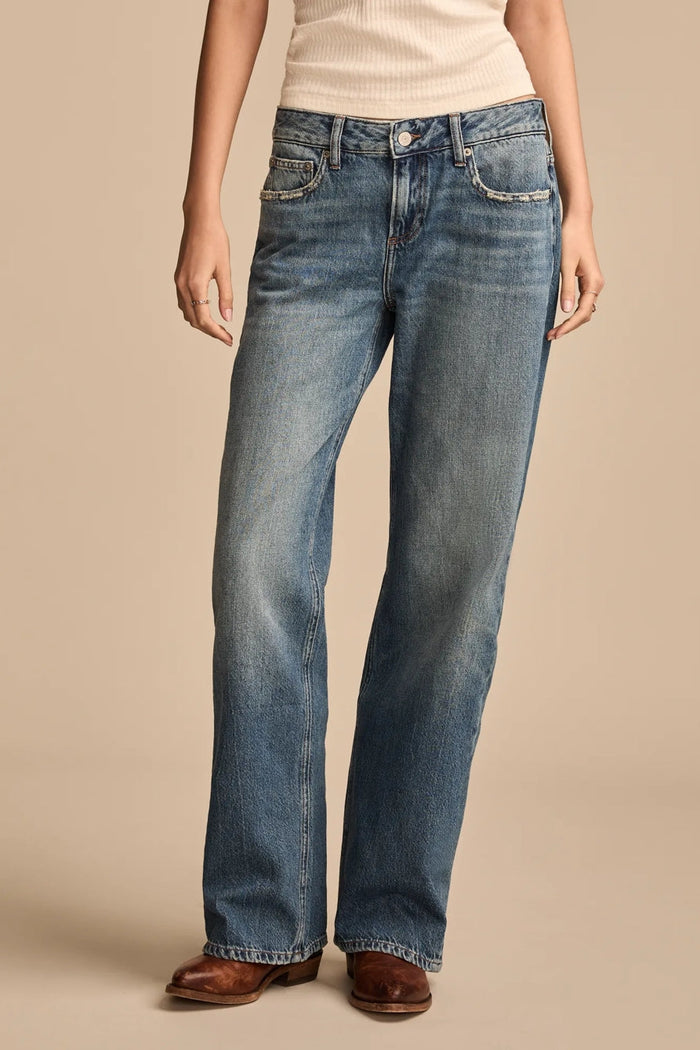 [151245-420] WOMENS LUCKY BRAND BAGGY WIDE LEG - TIMELESS COBALT WASH rubbersoled