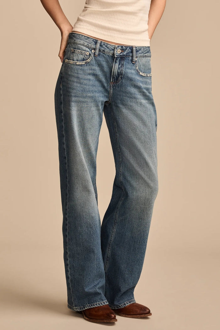 [151245-420] WOMENS LUCKY BRAND BAGGY WIDE LEG - TIMELESS COBALT WASH rubbersoled