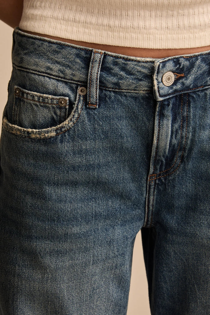 [151245-420] WOMENS LUCKY BRAND BAGGY WIDE LEG - TIMELESS COBALT WASH rubbersoled