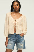 [162270-100] WOMENS LUCKY BRAND FESTIVAL CUTWORK FLYAWAY BLOUSE rubbersoled