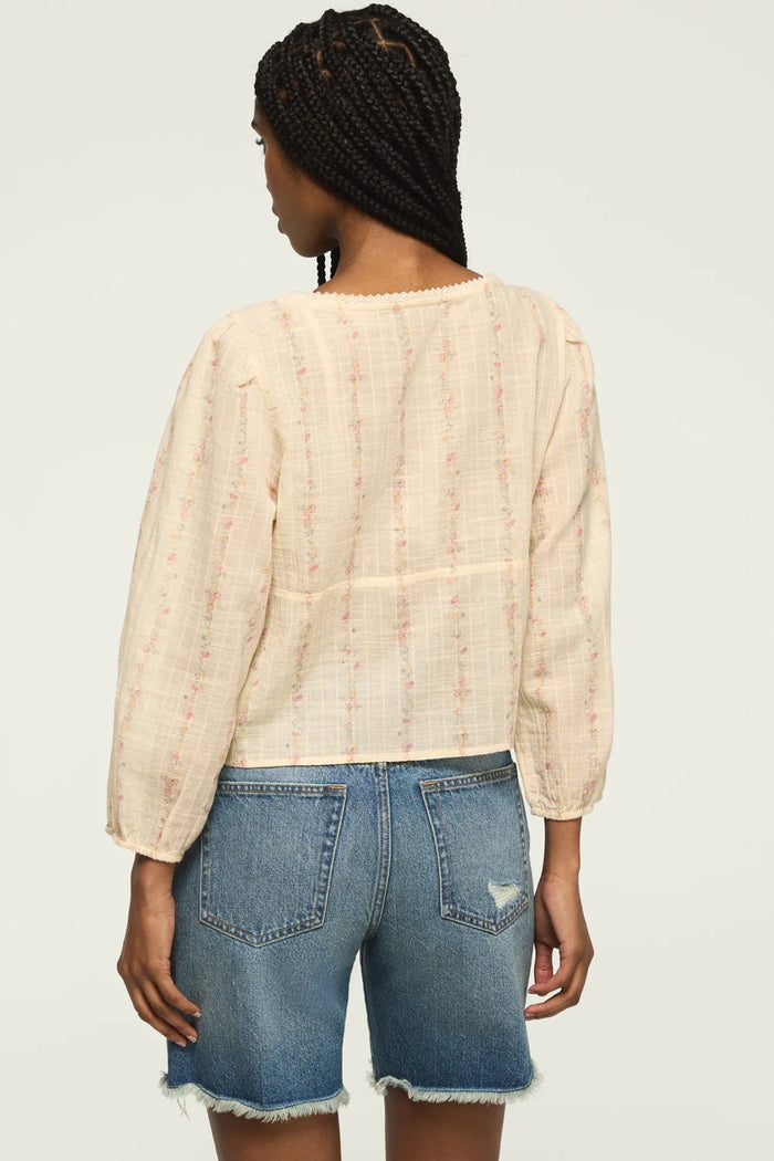 [162270-100] WOMENS LUCKY BRAND FESTIVAL CUTWORK FLYAWAY BLOUSE rubbersoled