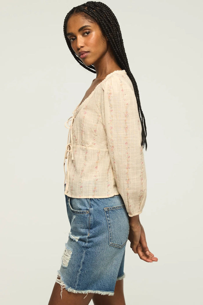 [162270-100] WOMENS LUCKY BRAND FESTIVAL CUTWORK FLYAWAY BLOUSE rubbersoled