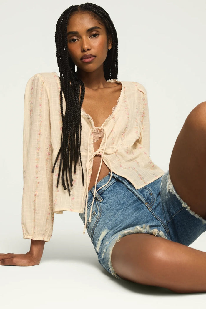 [162270-100] WOMENS LUCKY BRAND FESTIVAL CUTWORK FLYAWAY BLOUSE rubbersoled