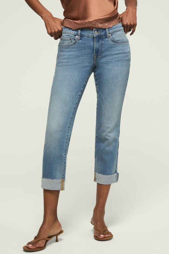 [163100-430] WOMENS LUCKY BRAND MID RISE SWEET CROP - PURE HONEY WASH rubbersoled