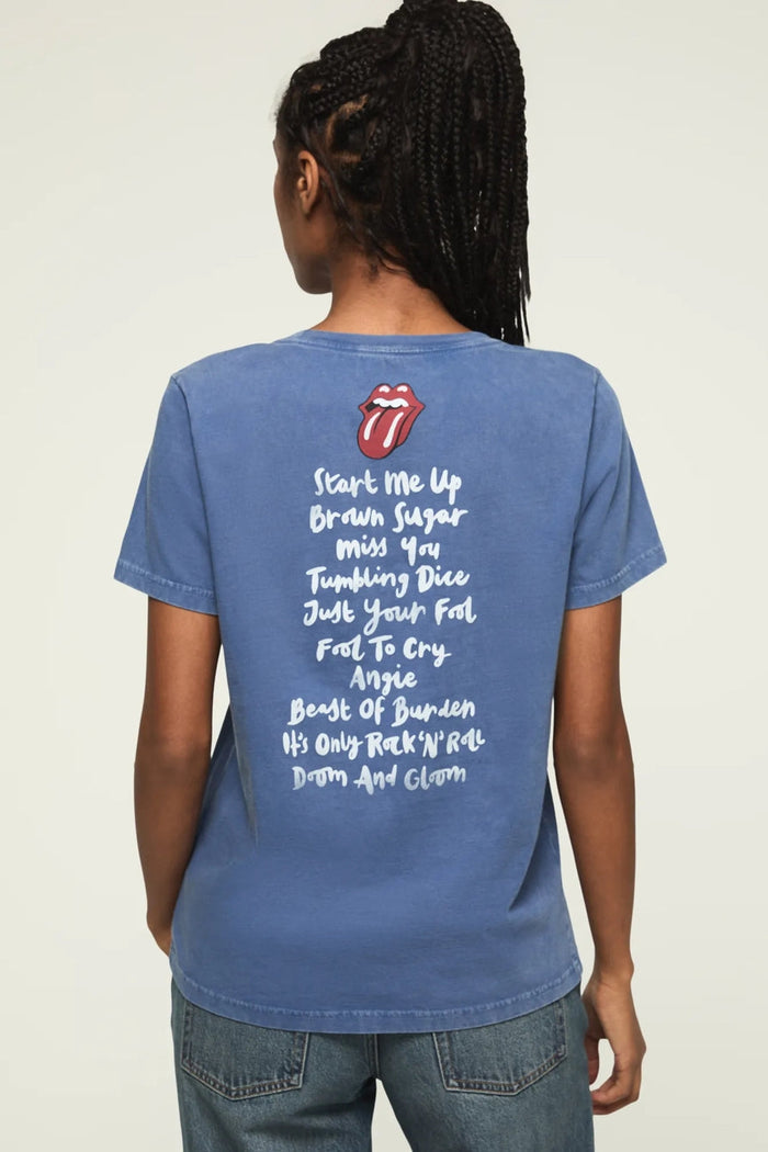[163121-410] WOMENS LUCKY BRAND ROLLING STONES PATCH CLASSIC CREW - TRUE NAVY rubbersoled