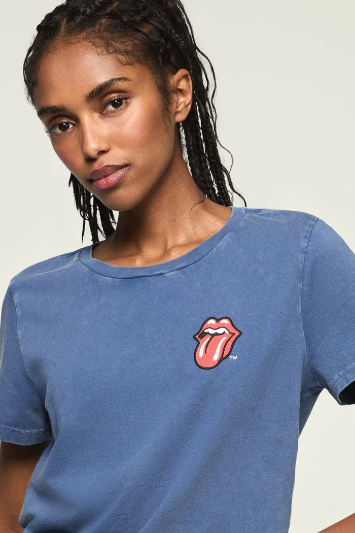 [163121-410] WOMENS LUCKY BRAND ROLLING STONES PATCH CLASSIC CREW - TRUE NAVY rubbersoled