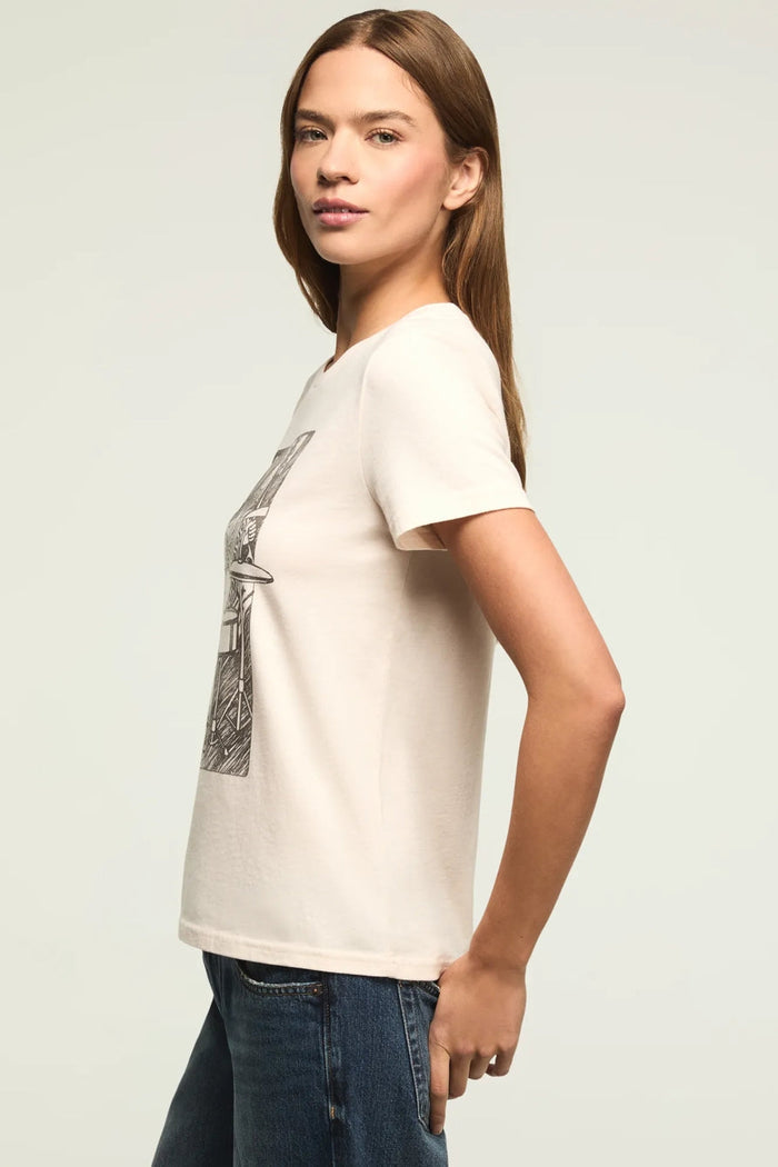 [163158-100] WOMENS LUCKY BRAND DRUMMER QUEEN CLASSIC CREW - VANILLA CREAM rubbersoled