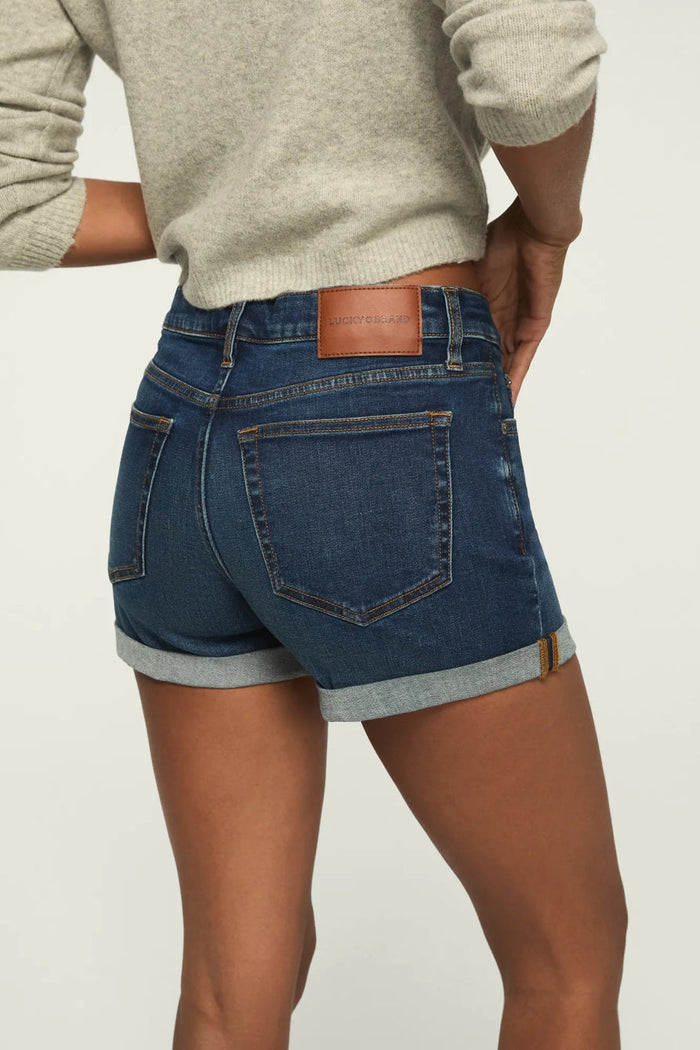 [163333-410] WOMENS LUCKY BRAND MID RISE AVA SHORT - NIGHT CAFE ROLLED WASH rubbersoled