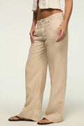 [168981-100] WOMENS LUCKY BRAND BAGGY LINEN WIDE LEG PANT - MOONSTRUCK rubbersoled