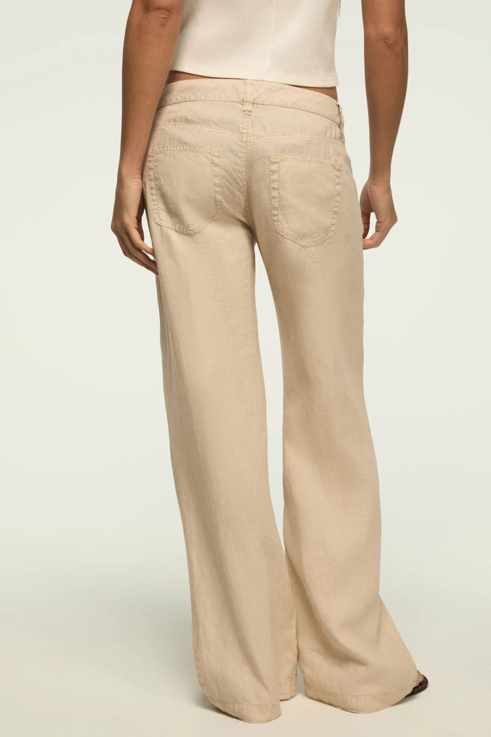 [168981-100] WOMENS LUCKY BRAND BAGGY LINEN WIDE LEG PANT - MOONSTRUCK rubbersoled