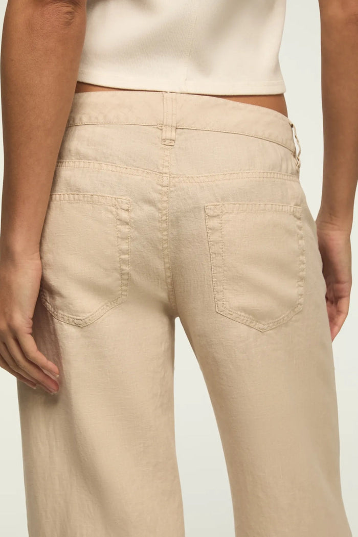 [168981-100] WOMENS LUCKY BRAND BAGGY LINEN WIDE LEG PANT - MOONSTRUCK rubbersoled