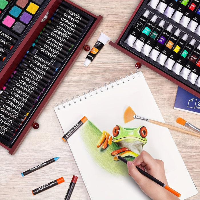 175-Piece Deluxe Art Set – Crayons, Colored Pencils & Acrylic Paints in Wooden Case DailySale