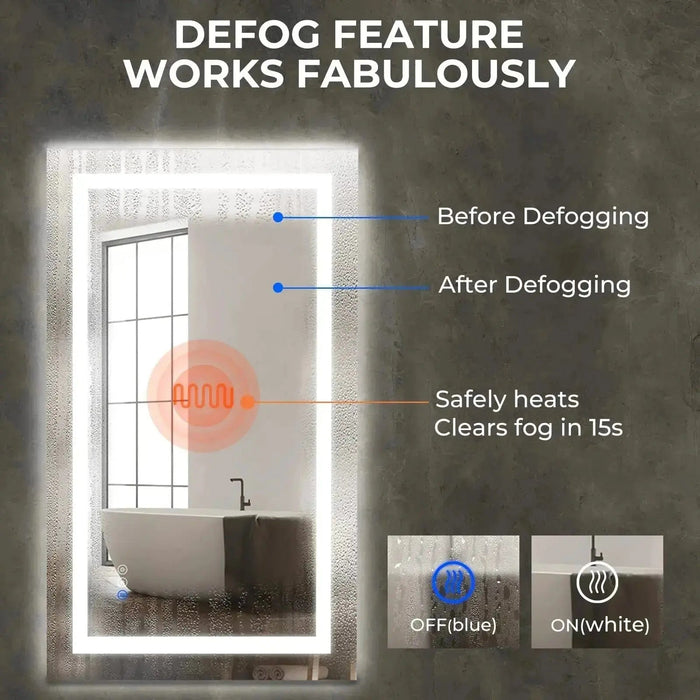 20 x 28  Inch Center Glow LED Bathroom Mirror HAUSVITA