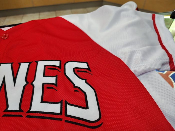 2025-2026 Official Escogido Baseball Jersey Red and White Wilson - Leones del Escogido LIDOM Shirt Peligro Sports