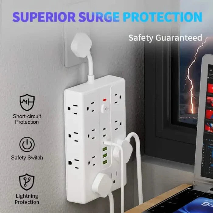 22-in-1 Multi-Functional Power Strip – 16 Sockets, 3 USB-A & 3 USB-C DailySale