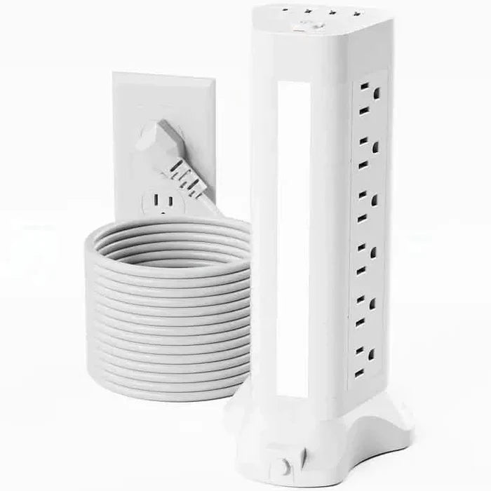 22-in-1 Power Strip Tower with 4 USB Ports & 9 AC Outlets, 10ft Extension Cable, 3-Color Night Light DailySale