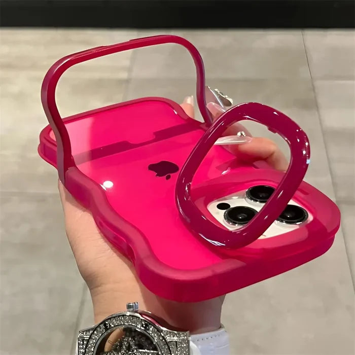 2IN1 Folding Stand Wave Clear Phone Case For iPhone PhoneShells