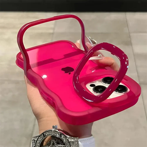 2IN1 Folding Stand Wave Clear Phone Case For iPhone PhoneShells