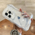 2IN1 Folding Stand Wave Clear Phone Case For iPhone PhoneShells