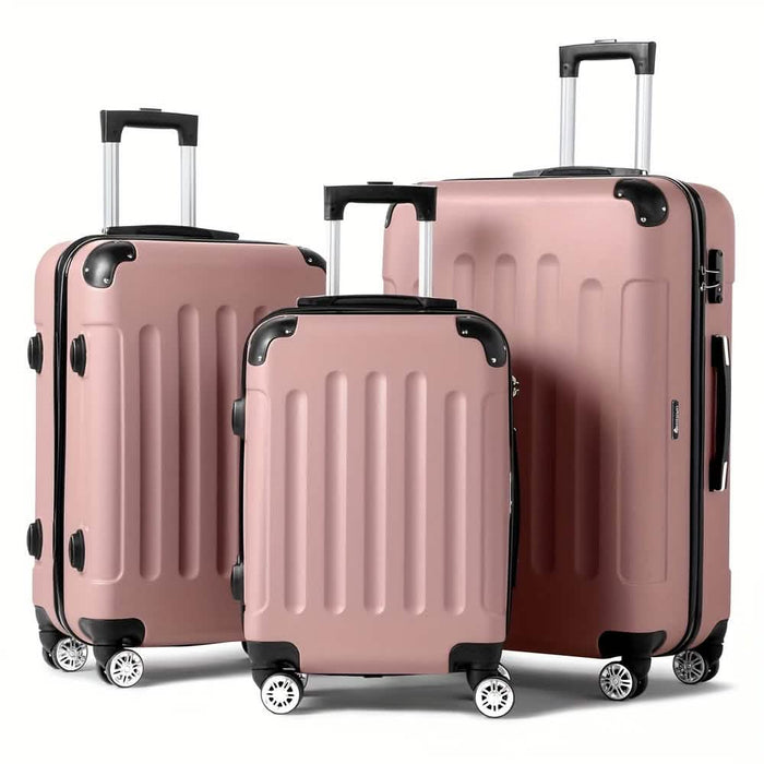 3-Piece Hard Shell Luggage Set with TSA Lock – 20/24/28 Inch 360° Spinner Wheels DailySale