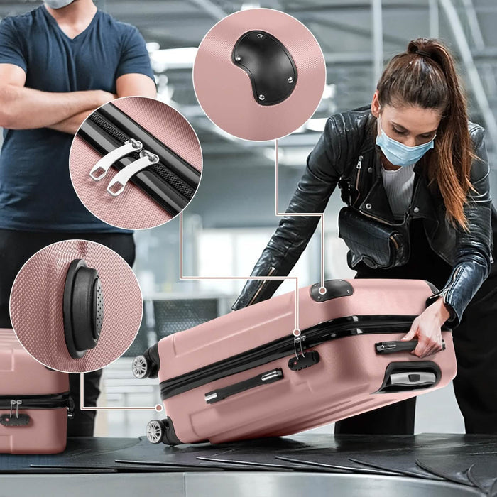 3-Piece Hard Shell Luggage Set with TSA Lock – 20/24/28 Inch 360° Spinner Wheels DailySale