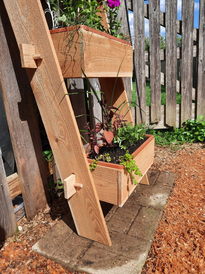 3-Tier Vertical Cedar Standing Planter Box Timberlane Gardens