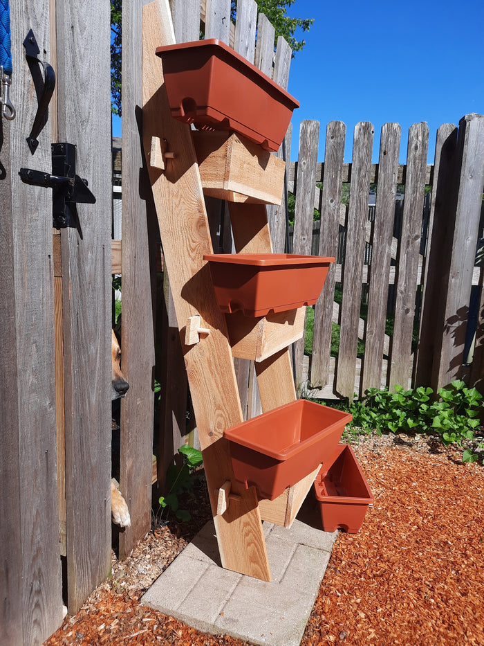 3-Tier Vertical Cedar Standing Planter Box Timberlane Gardens