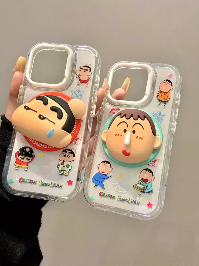 3D Anime Cute Couple Funny Crayon Shin-chan Magsafe Wireless Charge Case For iPhone PhoneShells