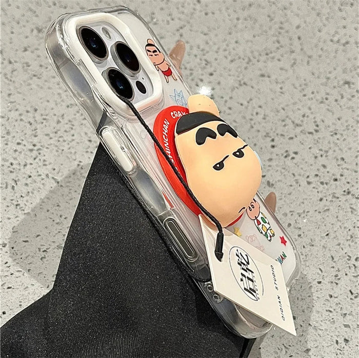 3D Anime Cute Couple Funny Crayon Shin-chan Magsafe Wireless Charge Case For iPhone PhoneShells
