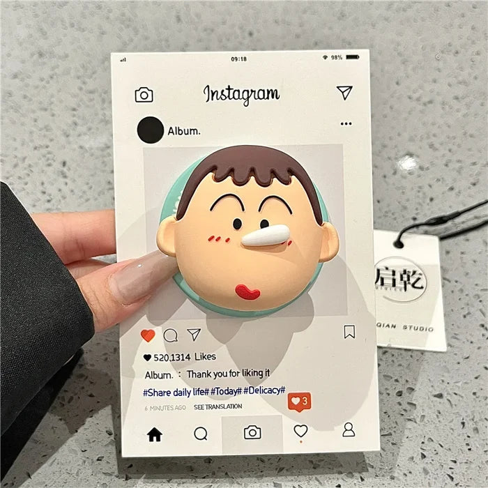 3D Anime Cute Couple Funny Crayon Shin-chan Magsafe Wireless Charge Case For iPhone PhoneShells