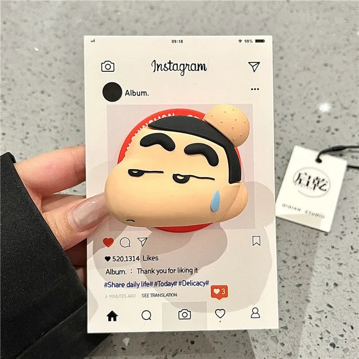 3D Anime Cute Couple Funny Crayon Shin-chan Magsafe Wireless Charge Case For iPhone PhoneShells