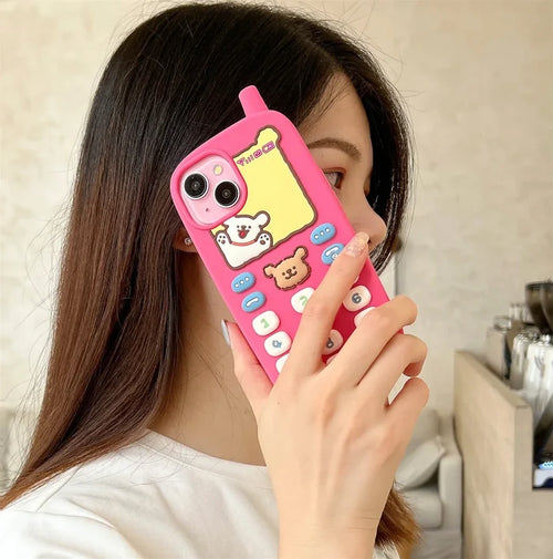 3D Cartoon Cute Bear Antenna Mobile Phone Case PhoneShells