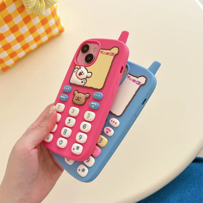3D Cartoon Cute Bear Antenna Mobile Phone Case PhoneShells