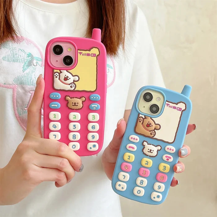 3D Cartoon Cute Bear Antenna Mobile Phone Case PhoneShells