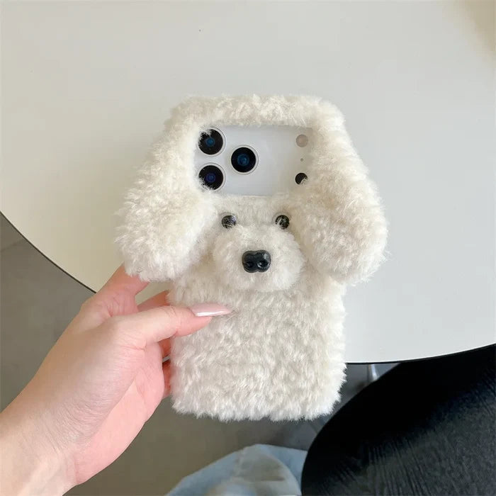 3D Cartoon Teddy Puppy Plush Phone Case For iPhone PhoneShells