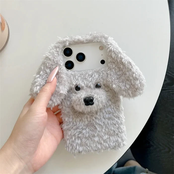 3D Cartoon Teddy Puppy Plush Phone Case For iPhone PhoneShells