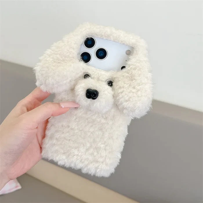 3D Cartoon Teddy Puppy Plush Phone Case For iPhone PhoneShells