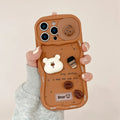 3D Coffee Cartoon Bear Phone Case With Wrist Strap For iPhone PhoneShells