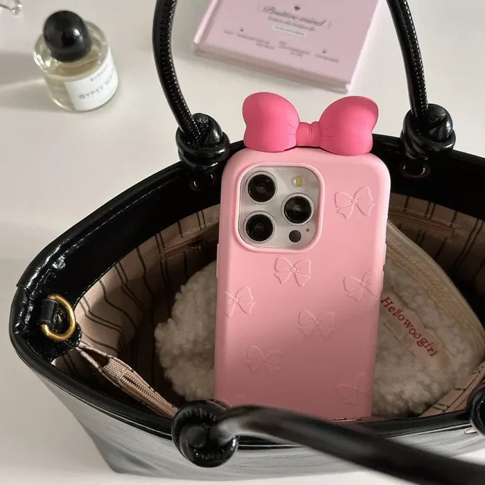 3D Cute Bowknot Cartoon Tie Silicone Phone Case For iPhone PhoneShells
