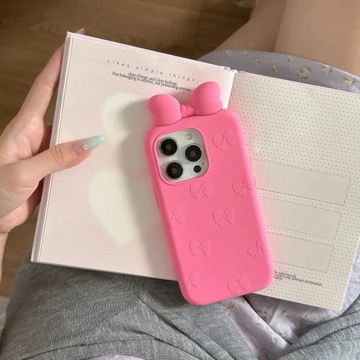 3D Cute Bowknot Cartoon Tie Silicone Phone Case For iPhone PhoneShells