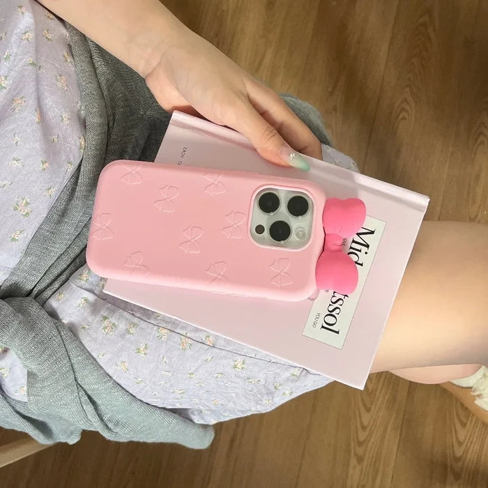 3D Cute Bowknot Cartoon Tie Silicone Phone Case For iPhone PhoneShells