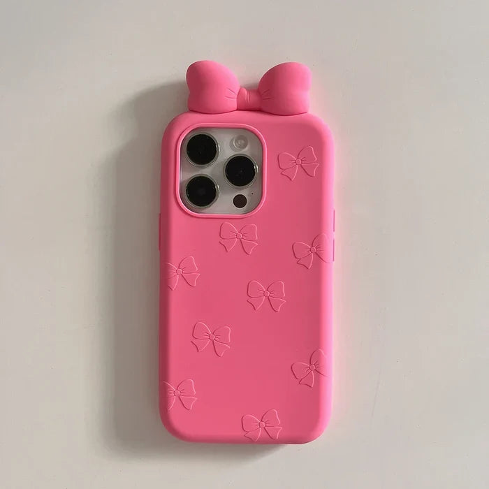3D Cute Bowknot Cartoon Tie Silicone Phone Case For iPhone PhoneShells