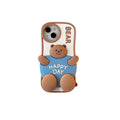 3D Cute Cartoon Fat Bear Silicone Telescopic Bracket Phone Case For iPhone PhoneShells