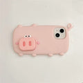 3D Cute Cartoon Pig Nose Telescopic Bracket Silicone Phone Case For iPhone PhoneShells